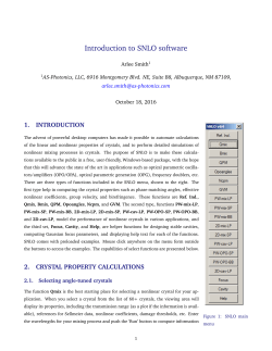 Introduction to SNLO software - AS