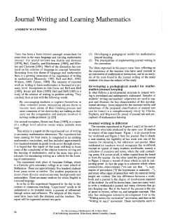 Journal Writing and Learning Mathematics
