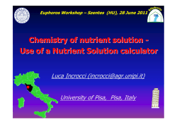 Chemistry of nutrient solution - Use of a Nutrient Solution