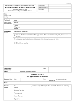 index of forms - Magistrates Court of Western Australia