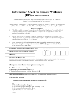 Information Sheet on Ramsar Wetlands