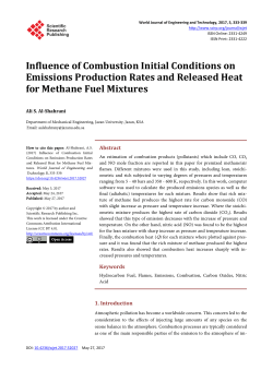 Influence of Combustion Initial Conditions on Emissions Production