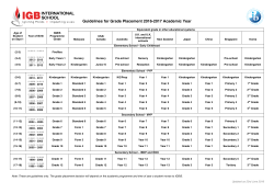 Guidelines for Grade Placement 2016-2017 Academic Year