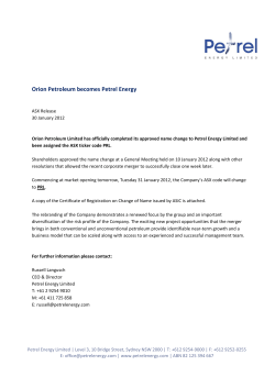 Orion Petroleum becomes Petrel Energy