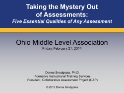 Taking the Mystery Out of Assessments OMLA 2014