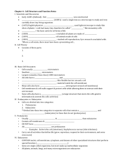 Chapter 4: Cell Structure and Function Notes I. Scientists and
