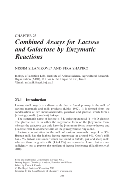 Combined Assays for Lactose and Galactose by Enzymatic Reactions