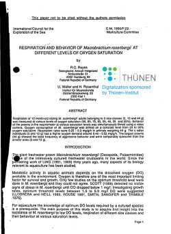 RESPIRATION`AND BEHAVIOR OF Macrobrachium