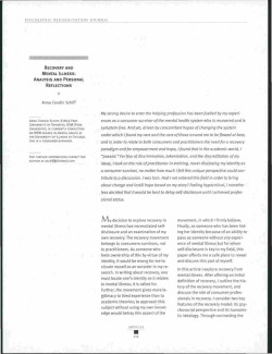 recovery and mental illness: analysis and personal reflections.