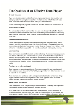 Ten Qualities of an Effective Team Player