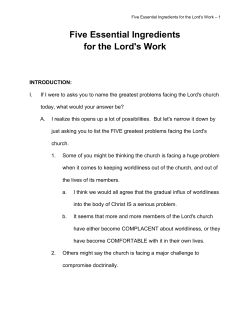 Five Essential Ingredients for the Lord`s Work