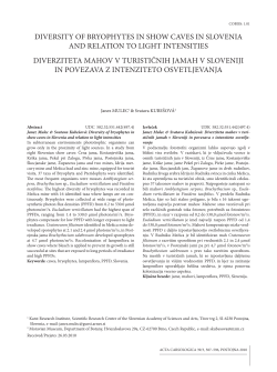 DIVERSITy OF BRyOPHyTES IN SHOW CAVES IN