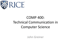 COMP 400: Technical Communication in Computer