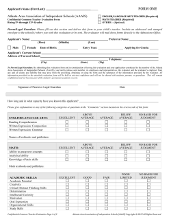 AAAIS Common English and Math Teacher Evaluation Form 1