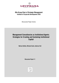 Management Consultancies as Institutional Agents: Strategies for