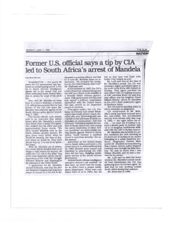 Former U.S. official says a tip by CIA led to South Africa`s arrest of