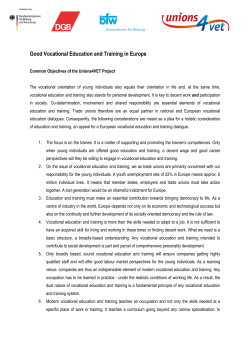 Good Vocational Education and Training in Europe