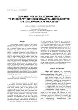 capability of lactic acid bacteria to inhibit pathogens in sewage