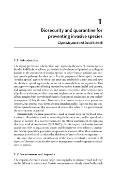 Biosecurity and quarantine for preventing invasive