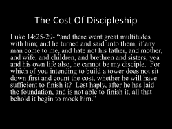 The Cost Of Discipleship