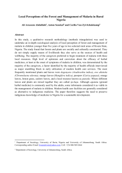 Local Perceptions of the Forest and Management of Malaria in Rural