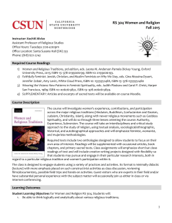 Student Learning Objectives for Women and Religion RS 304