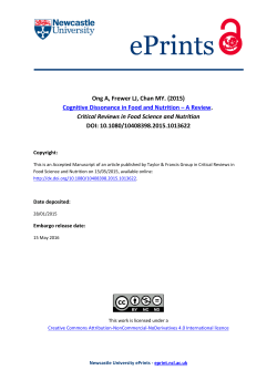 Cognitive Dissonance in Food and Nutrition