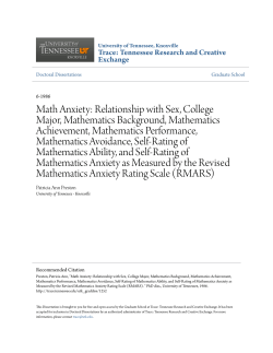 Math Anxiety - Trace: Tennessee Research and Creative Exchange