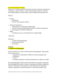 Part of New Mentor Training Objectives: To help mentors understand