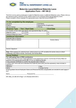 Maternity Leave - Sligo Centre for Independent Living Ltd