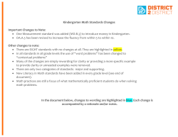 Kindergarten Math Standards Changes Important Changes to Note