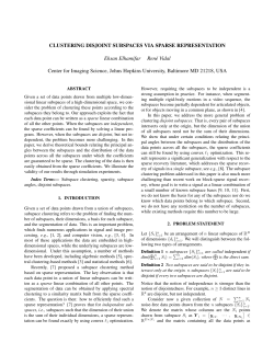 Clustering Disjoint Subspaces via Sparse Representation