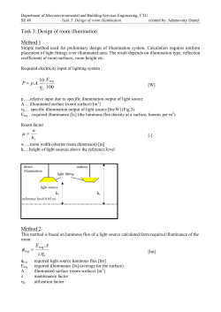 Task 3: Design of room illumination Method 1 h w = Method 2 z A E