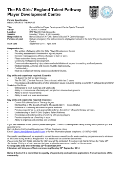 The FA Girls` England Talent Pathway Player Development Centre