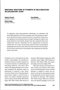EMOTIONAL REACTIONS OF STUDENTS IN FIELD EDUCATION