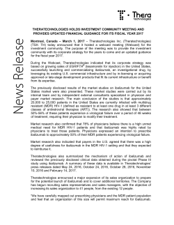 THERATECHNOLOGIES HOLDS INVESTMENT COMMUNITY