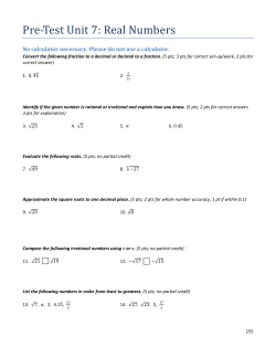 Pre-Test Unit 7: Real Numbers