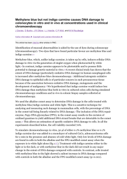 Methylene blue but not indigo carmine causes DNA damage to