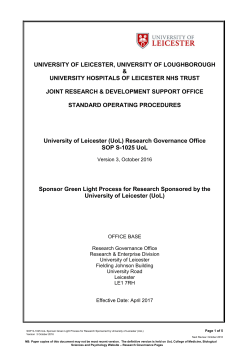 Sponsor Green Light Process for Research