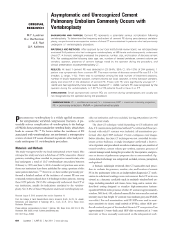 Asymptomatic and Unrecognized Cement Pulmonary Embolism
