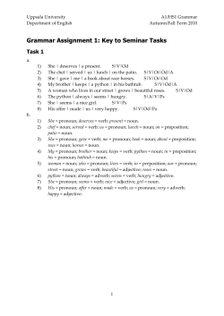 Grammar Assignment 1: Key to Seminar Tasks