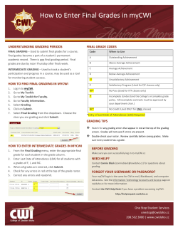 How to Enter Final Grades in myCWI