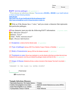 RAFT Activity-pathogen [25 points]&mdash; *First choose an infectious