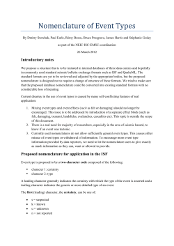 Nomenclature of Event Types - International Seismological Centre