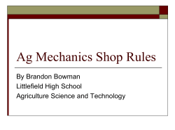 Ag Mechanics Shop Rules - Littlefield High School
