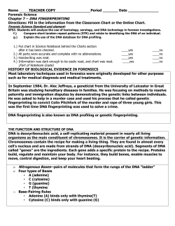 Chapter 7 &ndash; DNA FINGERPRINTING
