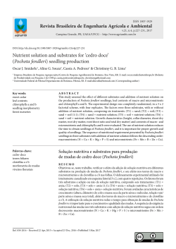 Nutrient solution and substrates for `cedro doce` (Pochota fendleri