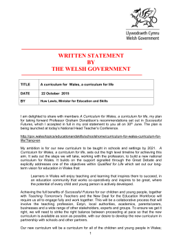 A curriculum for Wales, a curriculum for life