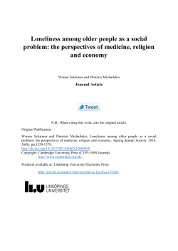 Loneliness among older people as a social problem