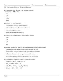 1. What agent is losing electrons in the following equation? Zn +